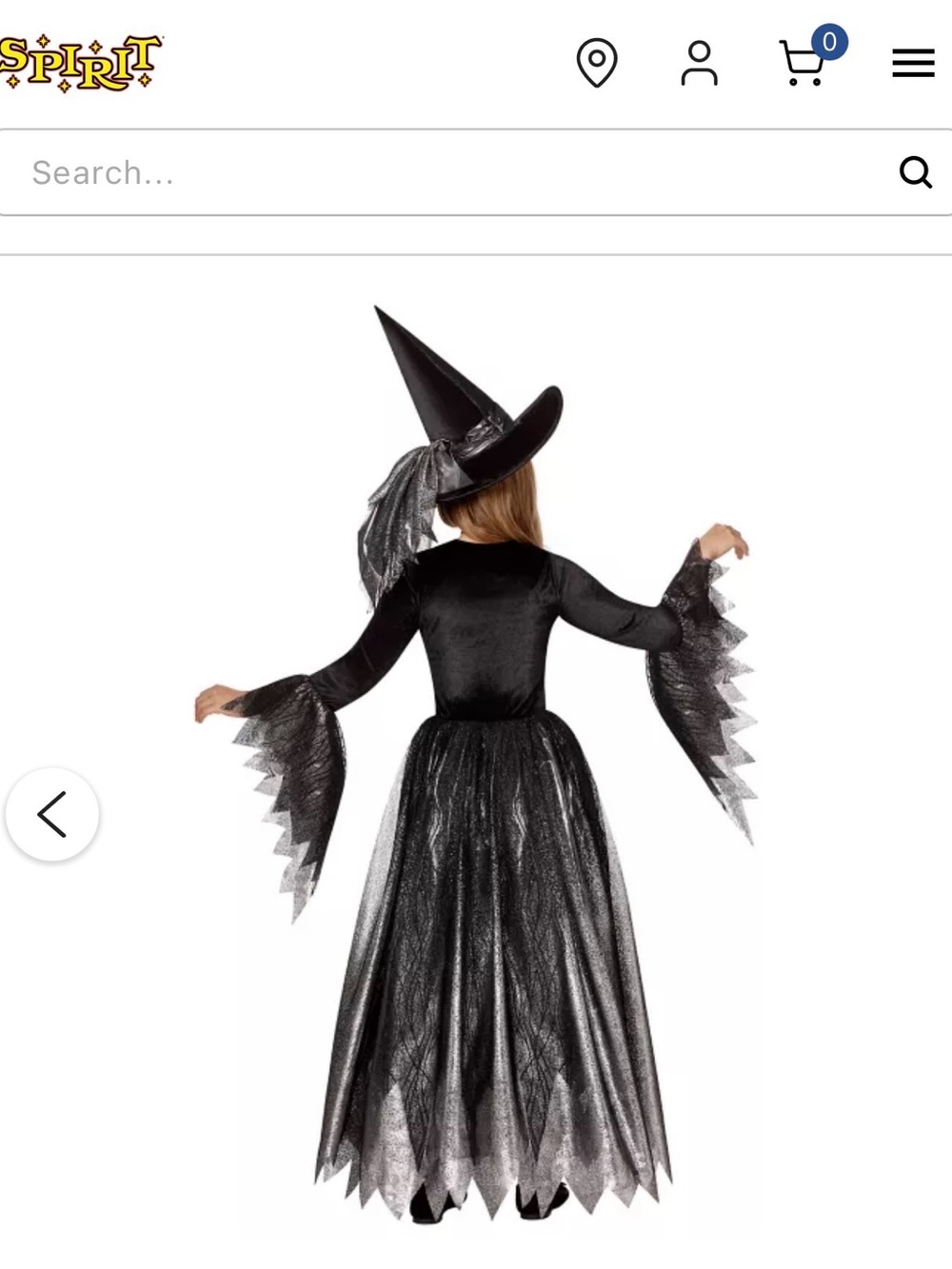 SPIRIT Halloween Kids Black and Silver Witch Costume Dress - Picture 3 of 10